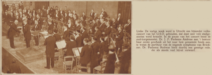 874171 Afbeelding van het volksconcert van het Utrechtsch Stedelijk Orkest (U.S.O.) in Tivoli (Kruisstraat) te Utrecht, ...